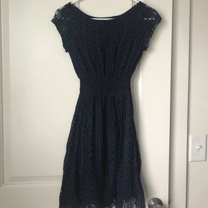 Navy Charlotte Russe Lace Dress, S, EUC